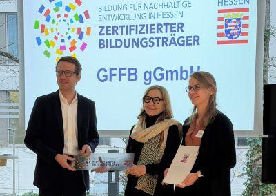 Bildung für nachhaltige Entwicklung - Zertifizierung der GFFB am 17.12.2025.
